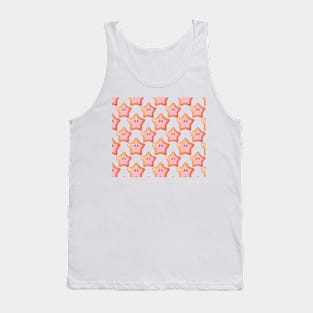 Gold Pink Super Star Face Pattern Tank Top